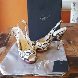 Zanotti leather sling back heels, size 7.5
